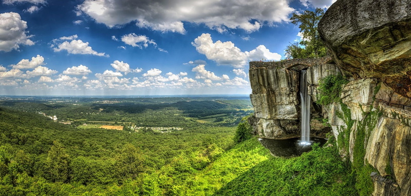 plant, nature, rocks, scenics - nature, mountains, forest, valley, open, tree, tranquil scene, clouds, cloud - sky, waterfall, tranquility, environment