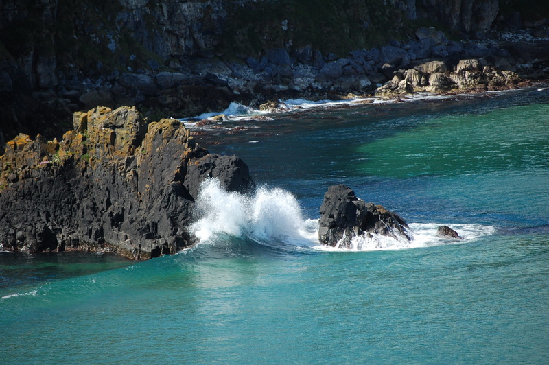 day, sea, rocks, northern ireland, nature, geology, rock, landscape, emerald water, coast, near carrick-a-rede bridge, no people, sunny, power in nature