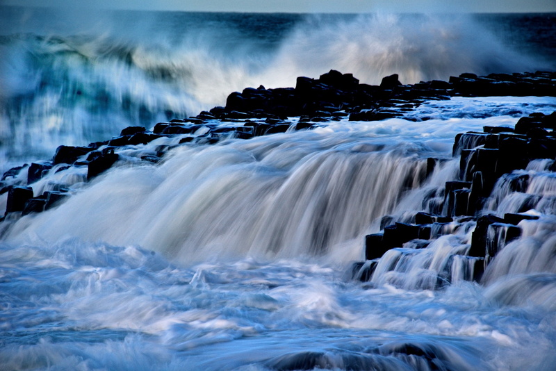 cascade, 1080P, Northern Ireland, Giants Causeway, wave, Antrim, element