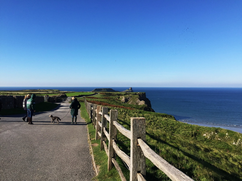 2K, sky, horizon, land, scenics - nature, the way forward, nature, walking, real people, tranquility, wales, sea, cliffs, outdoors, men, clear sky, horizon over water
