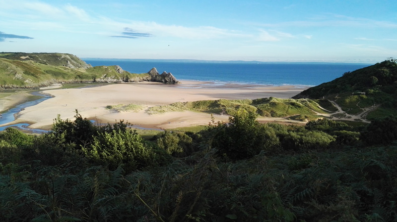 sea, sky, no people, water, cliff, south, growth, outdoors, welsh, cloud - sky, tranquility, bay, gower, sand, landscape, non-urban scene, peaceful, beach