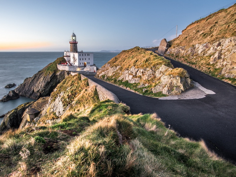 rocks, lighthouse, -baily-lighthouse, road, sea, 720P, cliffs, ireland, coast, baily, dublin