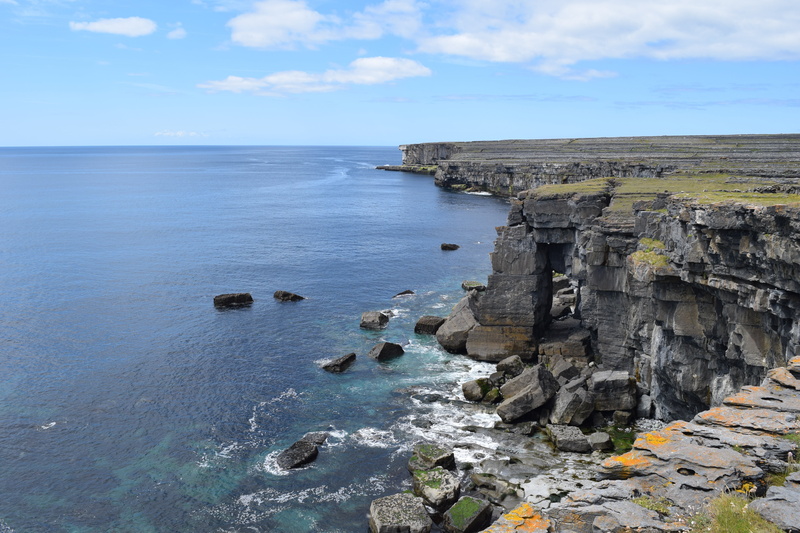 day, rock formation, cloud - sky, non-urban scene, scenics - nature, ireland, nature, tranquil scene, insimore, view, land, sea, solid, idyllic, aerial