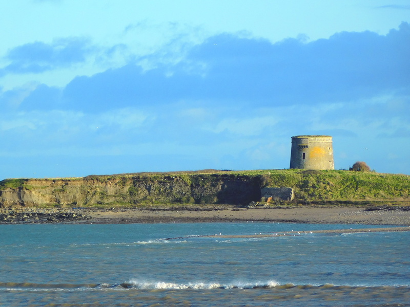 land, outdoors, history, building exterior, sunny, concrete, the past, sky, tower, no people, shenick island, fort, december, architecture, ireland, seascape