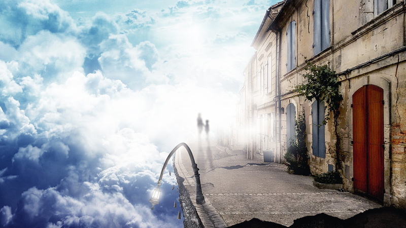 sky, travel destinations, plant, residential district, concrete, mansion, no people, sunlight, street, nature, day, city, BioShock Infinite, architecture
