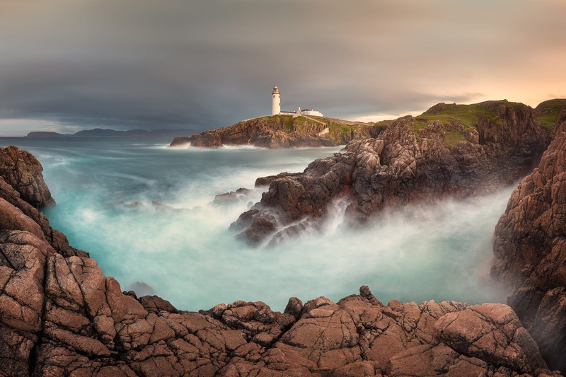 lighthouse, rocks, landscape, Donegal, 1080P, harbour, Atlantic, Bay, Ireland, the ocean