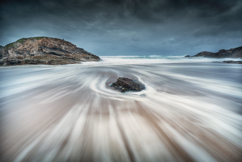 sand, water, nature, tide, flow, shore, summer, rock, beach, rock - Object, body, sunset, cloudscape, ireland, mountain, famous Place, donegal, cloud - Sky