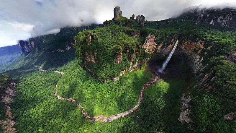 mountain, falls, dragon, venezuela, 1080P, nature and landscapes