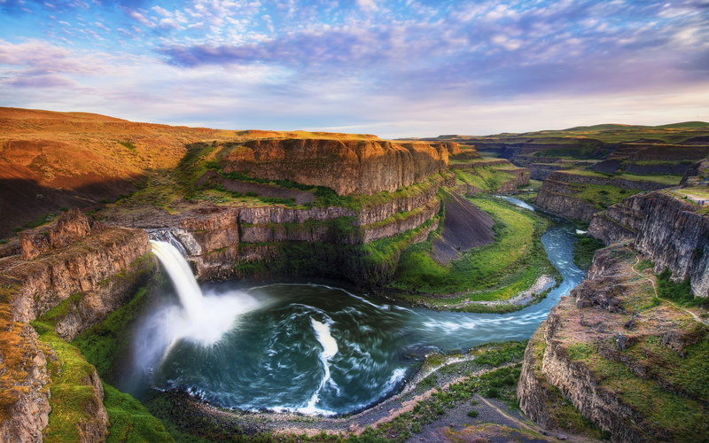 Nature, 2K, Canyon, Cliff, Palouse Falls, River, Waterfall, Waterfalls