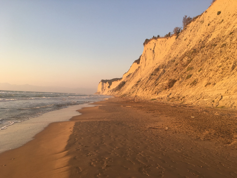 idyllic, no people, sand, rock, 4K, landscape, rock formation, sunset, greek, corfu, vacation, travel, beauty in nature, land, ionian, greece, island