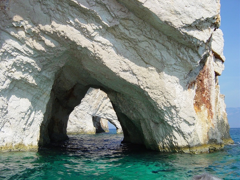rock formation, sea, 1080P, zante, holiday, island, concrete, rock, tranquility, solid, architecture, water, greek island, body, blue grotto, beauty in nature