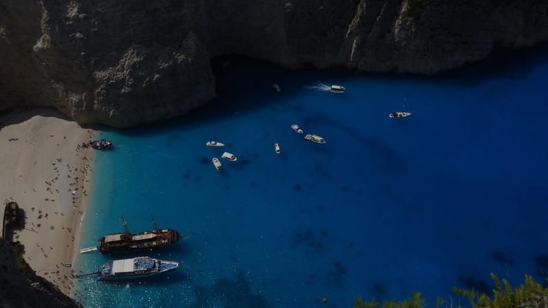 scenics - nature, no people, blue, rock - object, rock formation, zante, rock, transportation, land, sailboat, Ship, outdoors, Ships, beauty in nature