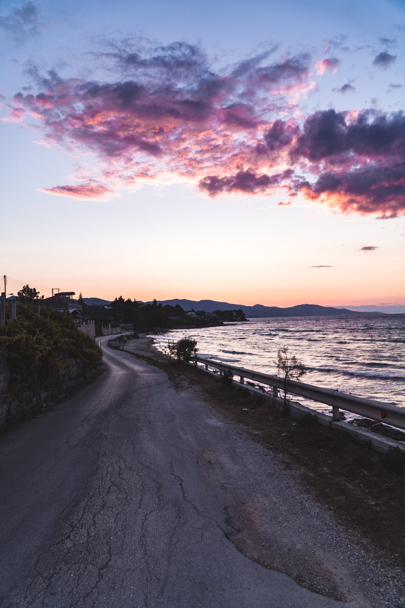 tranquility, no people, scenics - nature, cloud - sky, tranquil scene, zakinthos, horizon, road trip, greece, city, outdoors, beach, sunset, beauty in nature