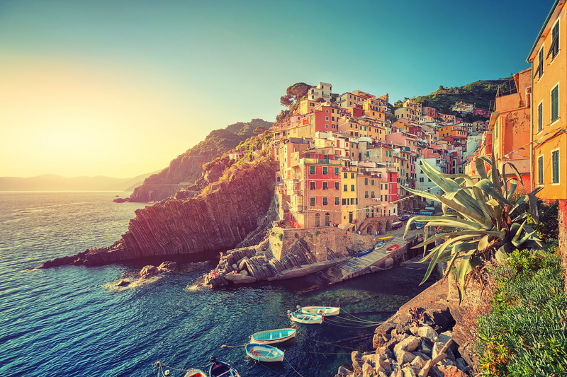 sea, Italy, Cinque Terre, landscape, cityscape, boat, 1080P