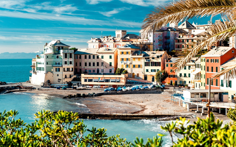 near, Boat, water, buildings, high, Cinque, rise, Houses, assorted, Terre, Italy, Coast, 2K, body, Sea, Dock, Trees