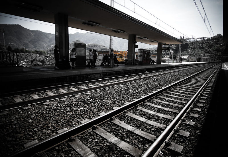 train - vehicle, track, lines, electricity, architecture, public transportation, sky, platform, 5K, rail transportation, train, tracks, nature, transportation