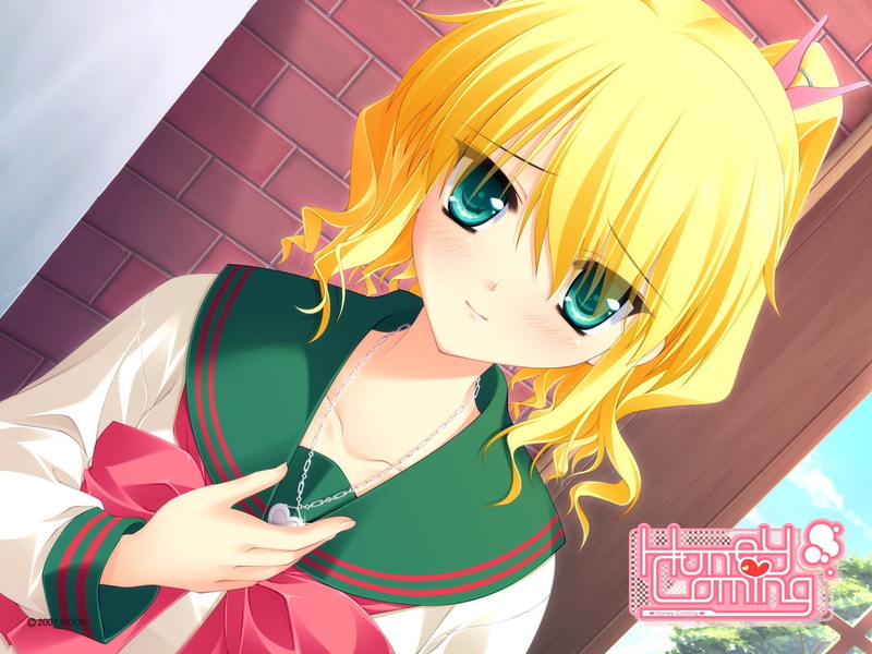 hairstyle, illustration, anime, one person, child, fashion, casual clothing, character, headshot, tagaya marino, blonde, holding, nature, portrait, smile