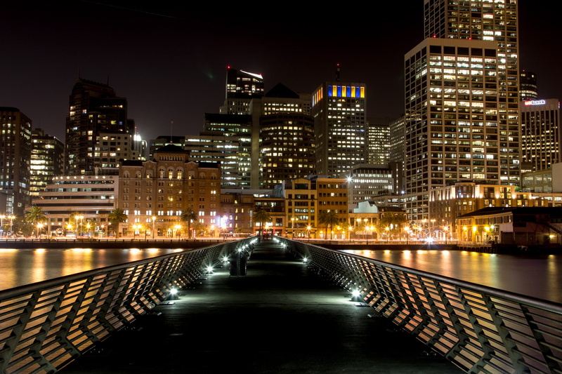 city, night, San Francisco, river, urban Scene, san, reflection, francisco, illuminated, Path, 1080P, buildings, cityscape, architecture