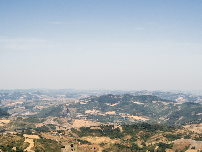 mountain, tranquil scene, tuscany, copy space, summer, view into land, day, idyllic, italy, hills, tree, fog, 4K, outdoors, aerial view, non-urban scene