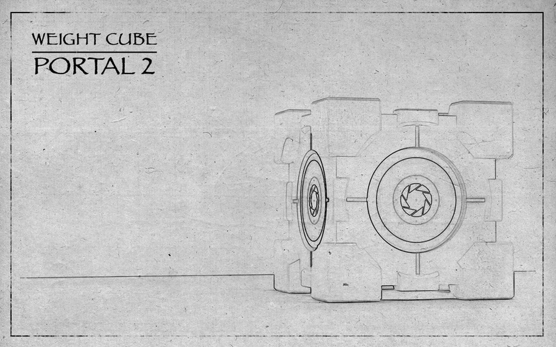 portal, weight, 720P, hd, drawing, cube, video games