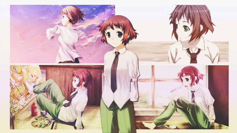 digital composite, anime girls, Rin Tezuka, human representation, Katawa Shoujo, young adult, indoors, female likeness, real people, clothing, beautiful woman
