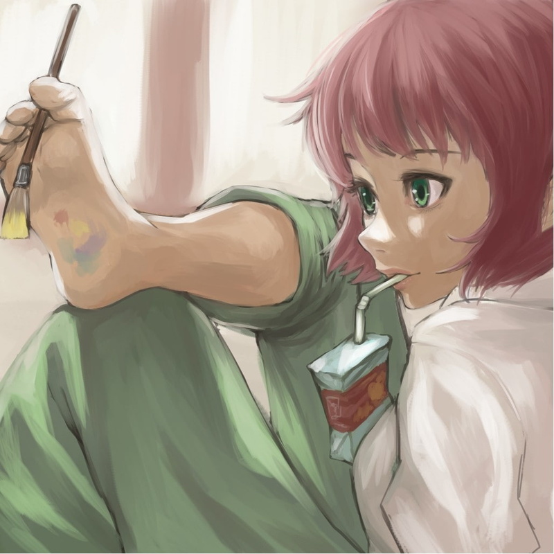 dyed hair, 480P, beauty, looking at camera, Katawa Shoujo, portrait, headshot, leisure activity, lying down, day, women, real people, lifestyles, beautiful woman