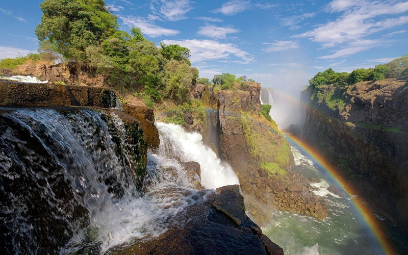 awe, no people, scenics - nature, green, grass, flowing, landscape, travel Destinations, falling water, blue, solid, green Color, rock - Object, waterfalls