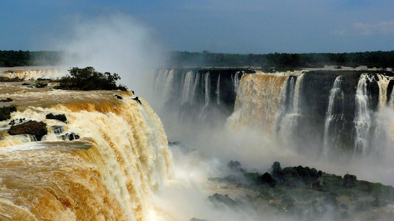 travel, landscape, no people, flowing water, day, falls, nature, niagara Falls, rock - object, power in nature, iguacu River, water, 2K, long exposure
