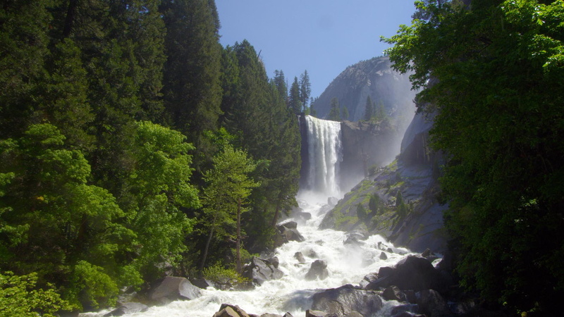 Vernal Fall, 1080P, Yosemite National Park, Waterfalls, Green, Waterfall, Earth