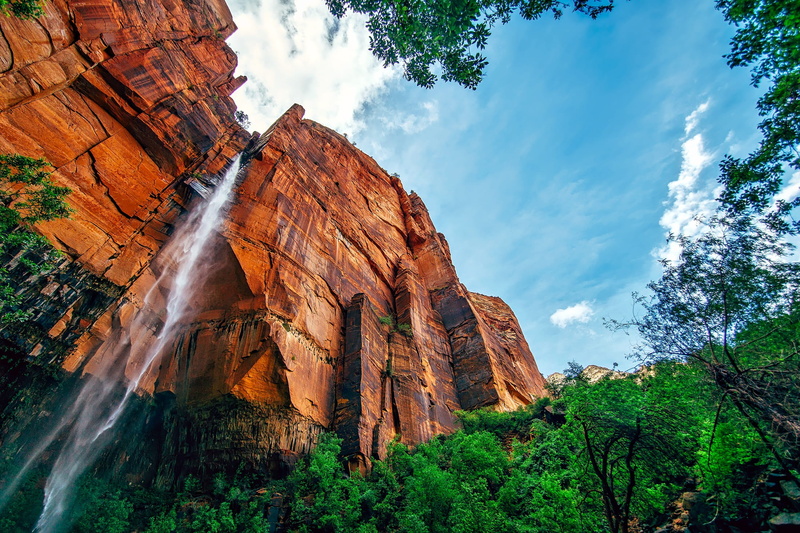hdr, tranquility, waterfall, beauty in nature, physical geography, falls, water, mountain, sky, daytime, no people, solid, beautiful, outdoors, eroded