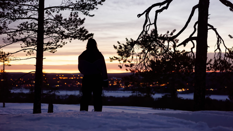 scenics - nature, plant, winter, scenics, cold, beauty in nature, only women, leisure activity, trees, snow, sky, travel, standing, cloud, people, full length