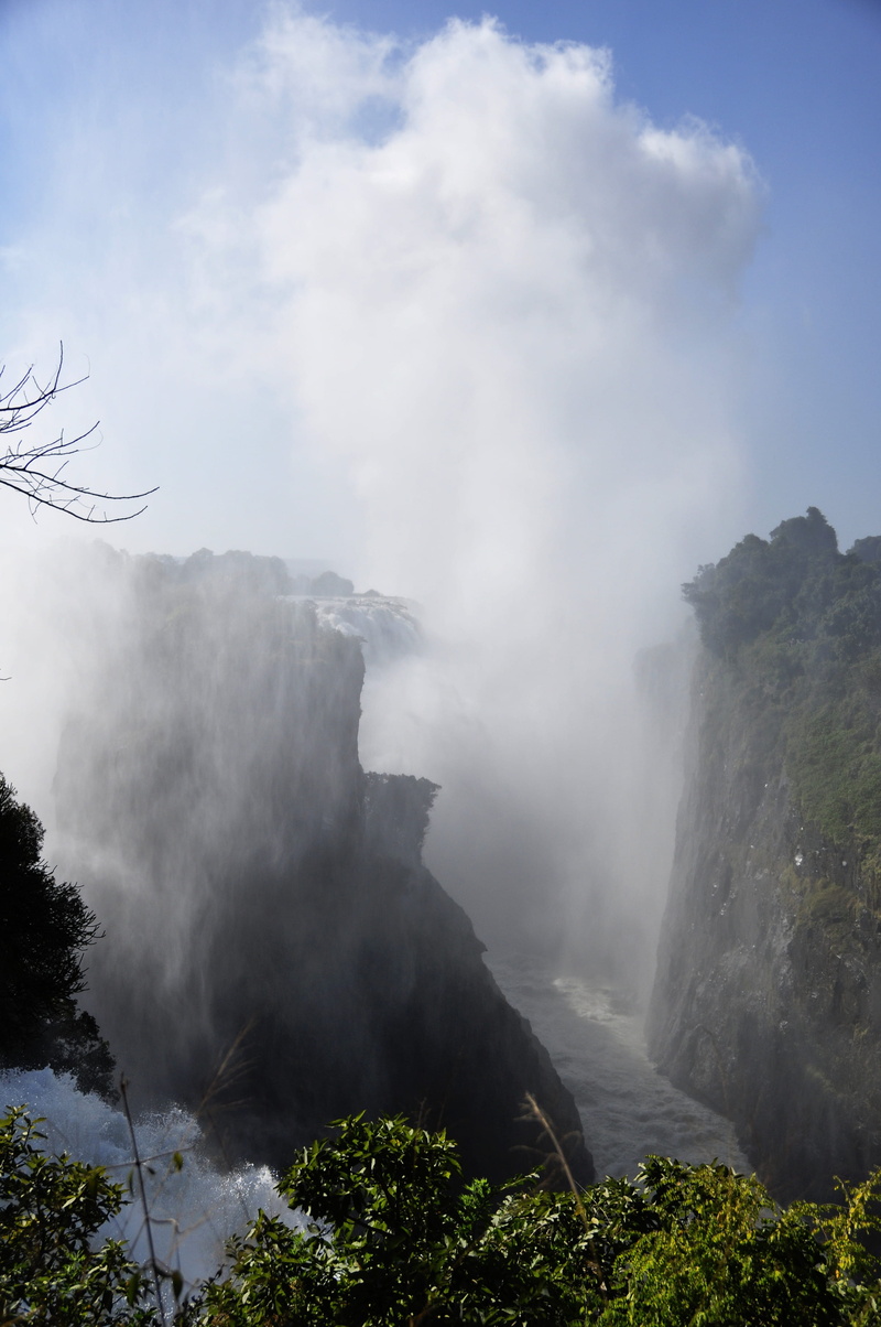 Water, tranquil scene, idyllic, Waterfall, scenics, zambezi, river, landscape, scenics - nature, environment, mountain, plant, sky, no people, non-urban scene