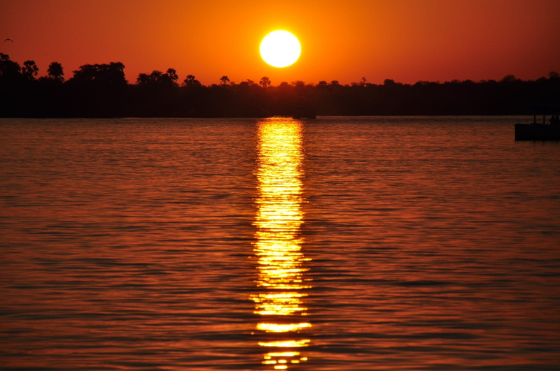 sky, tranquility, sea, dusk, romance, nature, zambezi, water, twilight, no people, river, 1080P, sun, orange color, idyllic, reflection, scenics - nature