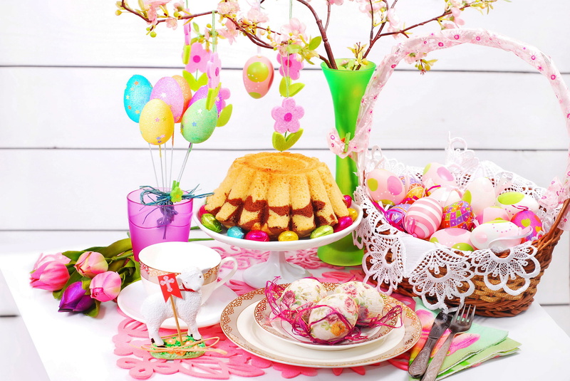 flowering plant, table, eggs, spring, food and drink, Cup, party, white, flower, cake, stainless, basket, celebration, plant, indulgence, tulips, 2K, silver