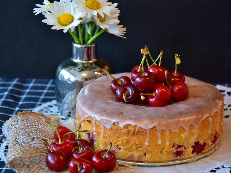 ornament, vase, still life, fruit, egg, indoors, flour, homemade, cherries, kitchen, 5K, temptation, indulgence, toppings, baked, table, plate, cherry pie