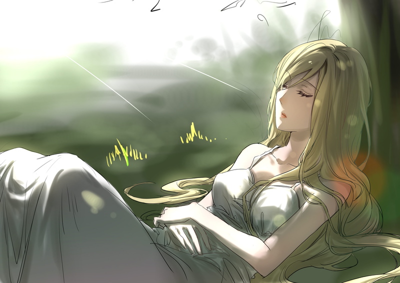 art and craft, representation, beauty, white dress, sunlight, young adult, Anime, day, side view, hairstyle, noragami, one person, hair, young women, blonde