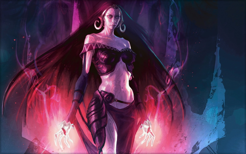 long, dark, 2K, Alexander Gregory, hair, flame, magic, Magic The Gathering, MAG, characters, girl, worlds, Liliana of the Dark Realms