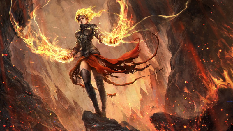 digital art, magic the gathering, 1080P, fire, Chandra Nalaar