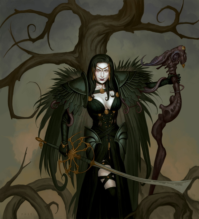 digital composite, indoors, art and craft, front view, green color, R.K. Post, plant part, one person, portrait, Magic: The Gathering, creativity, representation