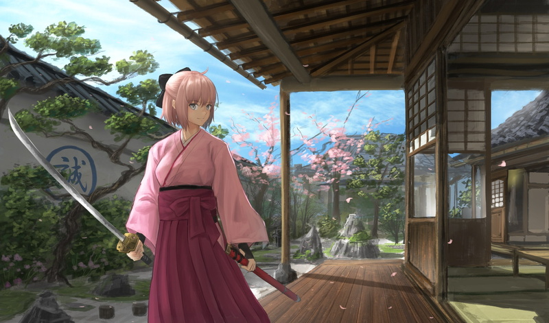 clothing, one person, window, plant, built structure, outdoors, building exterior, lifestyles, day, 1080P, leisure activity, architecture, hairstyle, sakura saber