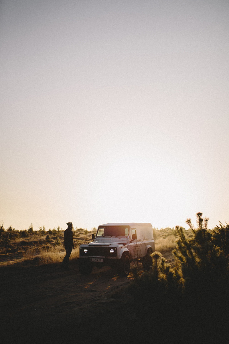 suv, frenham, sunset, beside, 4x4, sky, mode of transportation, lifestyles, car, day, pick-up Truck, adult, land Vehicle, full length, nature, man, white