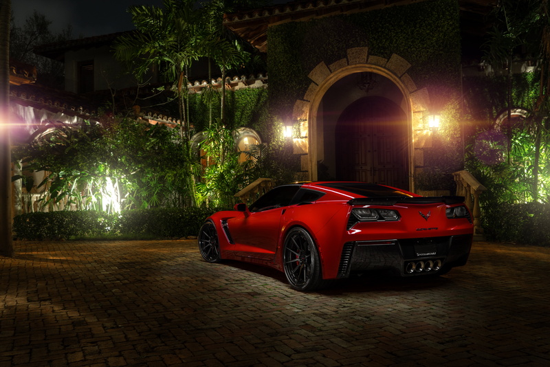 night, history, tree, building exterior, 5K, coupe, built structure, motor vehicle, city, mode of transportation, arch, street, z06, chevrolet corvette