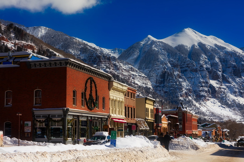 architecture, mountain, buildings, snow, snowcapped mountain, 1080P, frozen, historic, near, town, land, colorado, telluride, landmarks, nature, outside