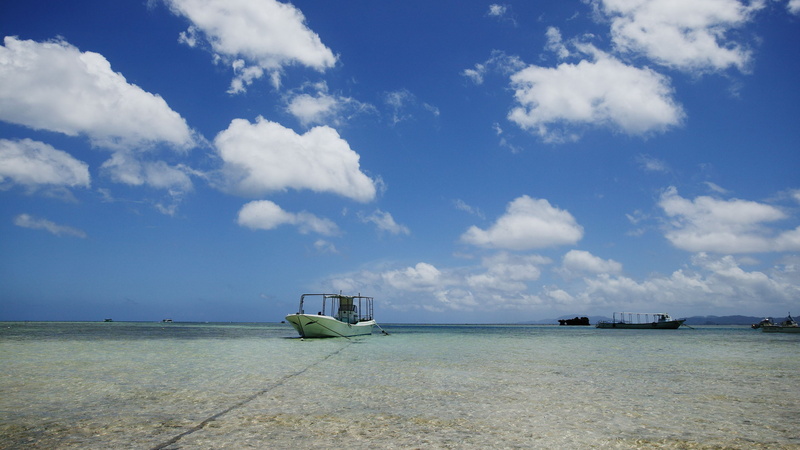 sky, sea, day, 2K, tranquil scene, beauty in nature, fishing boat, horizon, water, beach, transportation, outdoors, cloud - sky, tranquility, nature, travel