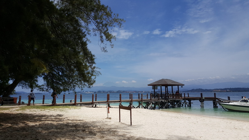 Blue Sky, kota kinabalu, sky, sand, beauty in nature, Beach, nature, tranquil scene, plant, cloud - sky, Palm Tree, outdoors, architecture, Sea, scenics - nature