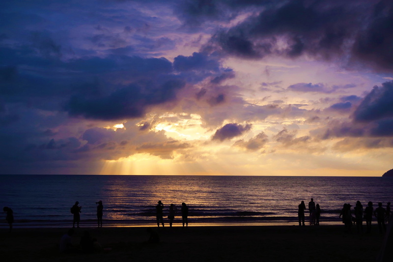 holiday, scenics - nature, outdoor, kota kinabalu, outdoors, land, group of people, horizon, malaysia, sunset, dusk, sea, cloud, scenery, tranquil scene