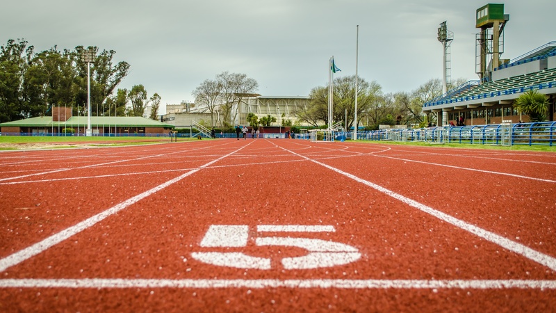 sport, outdoors, track and field, architecture, running track, track and field stadium, people, cloud - sky, diminishing perspective, athletics, 100 meters