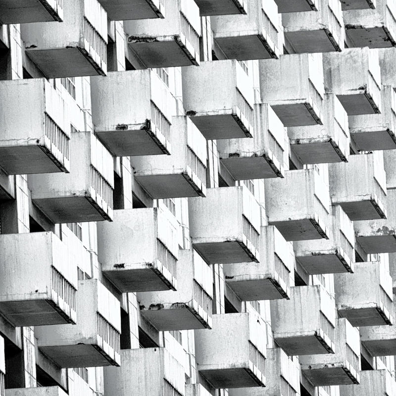 abundance, balcon, concrete, immeuble, repetition, full frame, built structure, block shape, design, city, france, bâtiment, day, building exterior, vieil immeuble