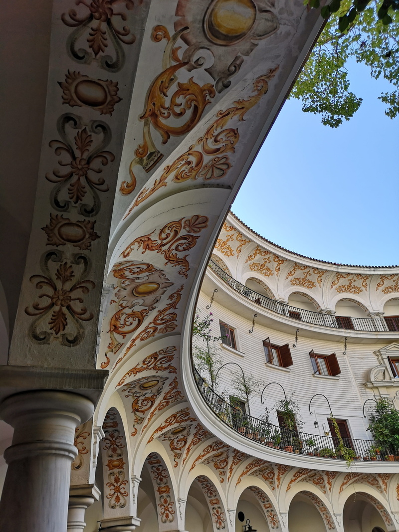 low angle view, architectural column, place of worship, arch, architecture and art, balcones, building, sevilla, floral pattern, place, religion, pattern
