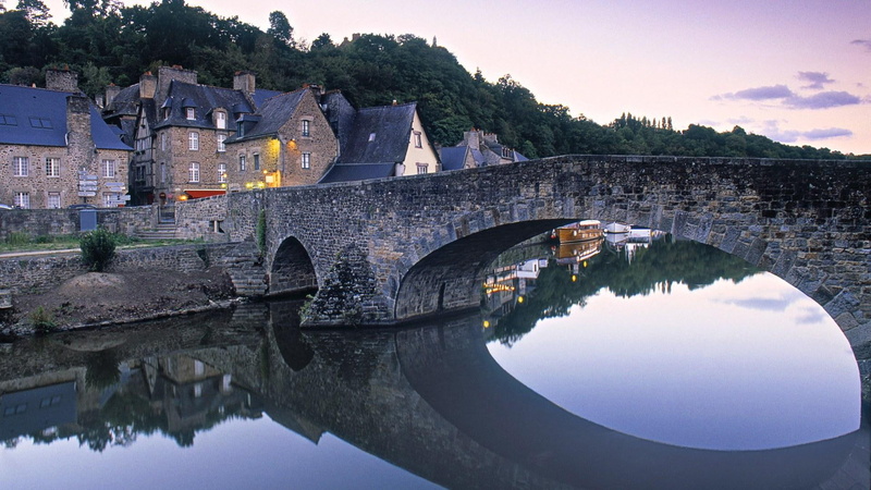 animals, canal, houses, bridge, 1080P, dinan, france